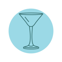 Martini glass black line icon. Dishware