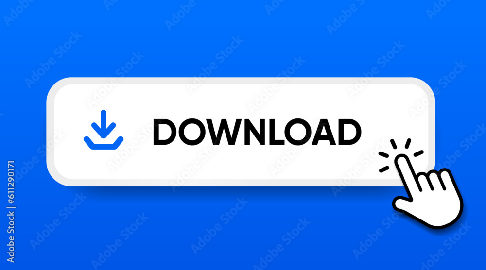 Fototapete 3D download button icon. Upload icon. Down arrow bottom side symbol. Click here button. Save cloud icon push button for UI UX, website, mobile application.