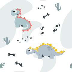 Seamless pattern with dinosaurs. Pattern for children's illustration. Vector illustration.