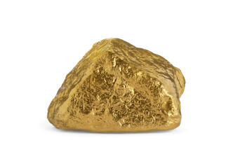 One beautiful gold nugget on white background