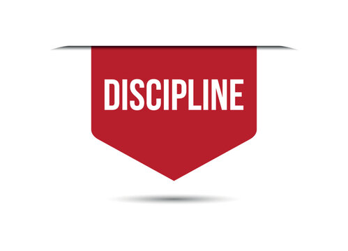 discipline red vector banner illustration isolated on white background