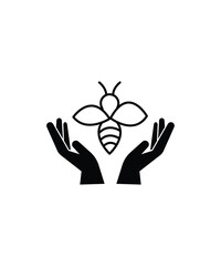Fototapeta premium hand holding bee icon, vector best flat icon.
