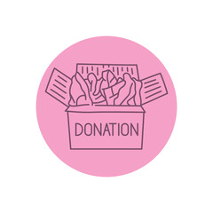 Donation box with clothes black line icon. Pictogram for web page