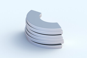 Neodymium magnets on white background. 3d render