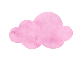 Watercolor, gentle, light, pink cloud isolated on a white background. Drawn by hand. For the holiday, as an element for design and decoration with a place for text. Abstract spot.