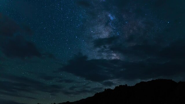 Milky Way Galaxy Clouds 24mm South Sky Above Mt Whitney Sierra Nevada California USA Time Lapse
