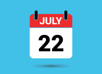July 22 Calendar Date Flat Icon Day 22 Vector Illustration