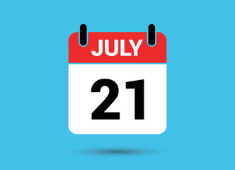 July 21 Calendar Date Flat Icon Day 21 Vector Illustration