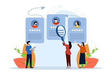 Employment Recruitment Concept, Displaying human resources selecting the best candidate, Suitable for landing page, UI, web, App, editorial, flyer and banner modern flat design illustration