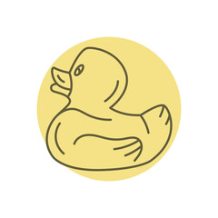 Inflatable rubber duck black line icon.