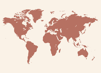 Minimalist World Map. Beigecolors. Simple background art. Map illustration