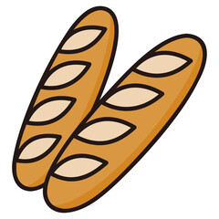 太い線で描かれたカットイラスト / 2本のフランスパン