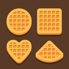 flat design various belgian waffles in set
