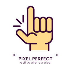 Eureka gesture yellow pixel perfect RGB color icon. Sudden creative idea. Exclamation and gesture. Isolated vector illustration. Simple filled line drawing. Editable stroke. Poppins font used