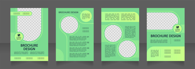 Summer eco camp for junior children blank brochure design. Template set with copy space for text. Premade corporate reports collection. Editable 4 paper pages. Montserrat font used
