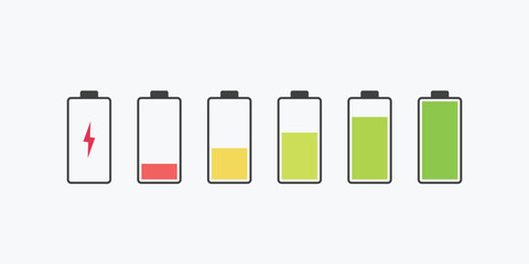 transparent battery icon set on white back