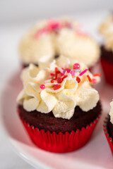 Red Velvet Cupcakes with White Chocolate Ganache Frosting