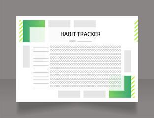 Nutrition habit tracker worksheet design template. Printable goal setting sheet. Editable time management sample. Scheduling page for organizing personal tasks. Montserrat font used