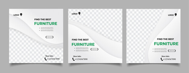 Vector modern minimalist furniture social media post template design
