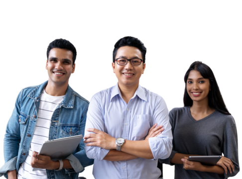 Portrait of Asian creative business team. Leader creative startup young business people in modern office.isolated white background, remove background - Powered by Adobe