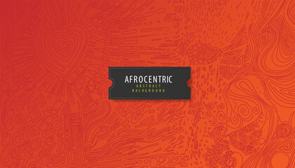 Afro background pattern, hand drawn borders