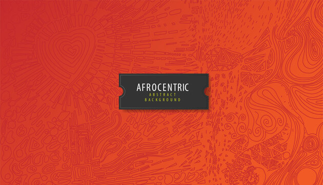 Afro background pattern, hand drawn borders