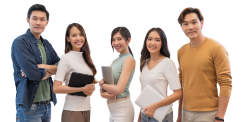 Portrait group of creative business team. Hipster Creative Startup Young business people .isolated white background, remove background