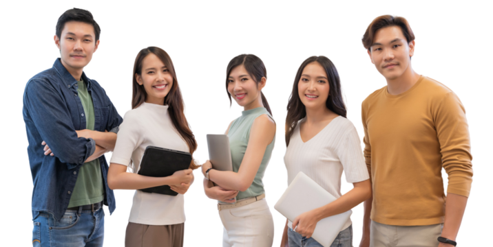 Portrait group of creative business team. Hipster Creative Startup Young business people .isolated white background, remove background