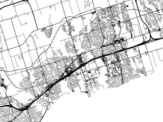 Vector road map of the city of  Ajax - Pickering Ontario in Canada on a white background.