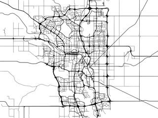 Vector road map of the city of  Calgary Alberta in Canada on a white background.