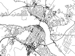 Vector road map of the city of  Fredericton New Brunswick in Canada on a white background.