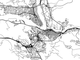 Obraz premium Vector road map of the city of Kamloops British Columbia in Canada on a white background.