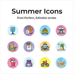 Capture the essence of summer with a vibrant and playful collection of creatively designed icons
