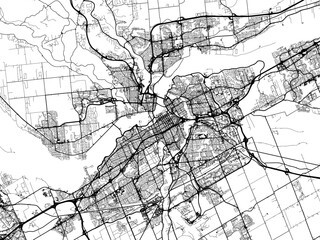 Vector road map of the city of  Ottawa Ontario in Canada on a white background.