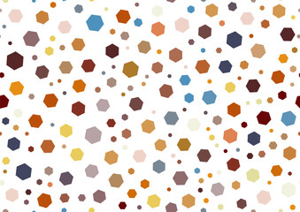 Seamless pattern of multicolored hexagons. Template for textures, textiles, wallpapers, banners, invitations and simple backgrounds. Layout for cover, poster, postcard, interior and decorative art