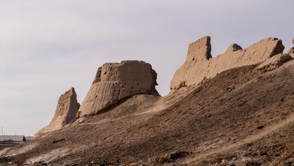 Fototapeta premium three separately broken castles in uzbekistan