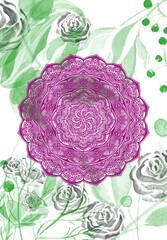 Delicate and vibrant, capturing the beauty of roses with soft washes of translucent colors and intricate details.