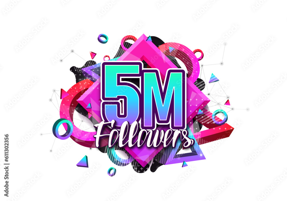Wall mural 5 million followers. Poster for social network and followers. Vector template for your design. - Wall murals