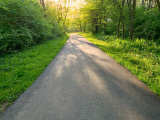 Sunshine on a bike and walking trail. Jon Simmons multi use trail in Marysville Ohio