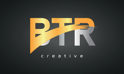 BTR Letters Logo Design with Creative Intersected and Cutte