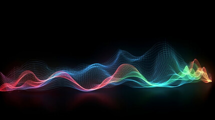 Abstract wave lines dynamic flowing colorful light. Illustration concept of music, technology. Generative ai.