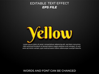 yellow text effect, font editable, typography, 3d text. vector template