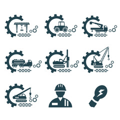 A set of vector construction icons.
