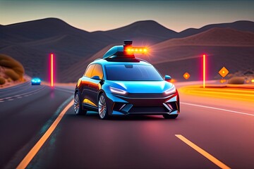 Plakat Modern Smart Car Technology Generative AI