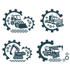 A set of vector logos of industry and transport.