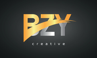 BZY Letters Logo Design with Creative Intersected and Cutted