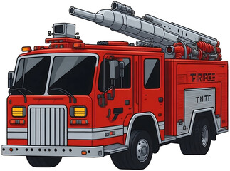 Fototapeta premium fire truck 3D 2D illustration, Emergency vehicle transparent background png