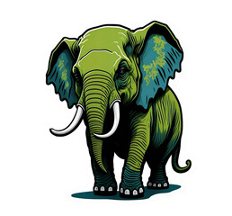 Obraz premium punk tusker elephant illustration transparent background png