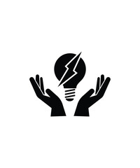 Fototapeta na wymiar hand holding electric bulb icon, vector best flat icon.
