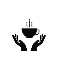 hand holding tea cup icon, vector best flat icon.